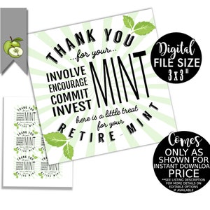 RETIRE Mint Thank You Tags Volunteer Retirment Printable - Etsy