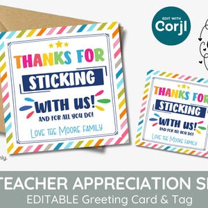 Bearbeitbar Danke, dass du bei uns bleibst! Geschenkanhänger und Karte zum Ausdrucken, Schule Teamarbeit, Volontär, Mitarbeiter, gute Zeiten Vorlage, zum Ausdrucken