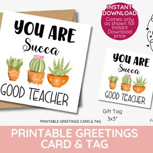 Succa bom professor, semana do professor, planta presente tag cartão, semana escolar, cacto, escola imprimível, DOWNLOAD INSTANTÂNEO, etiqueta de guloseima
