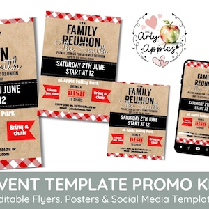Family reunion invite editable, Printable family gathering Flyer, reunion event, family party theme, family theme picni, EDIT CORJL