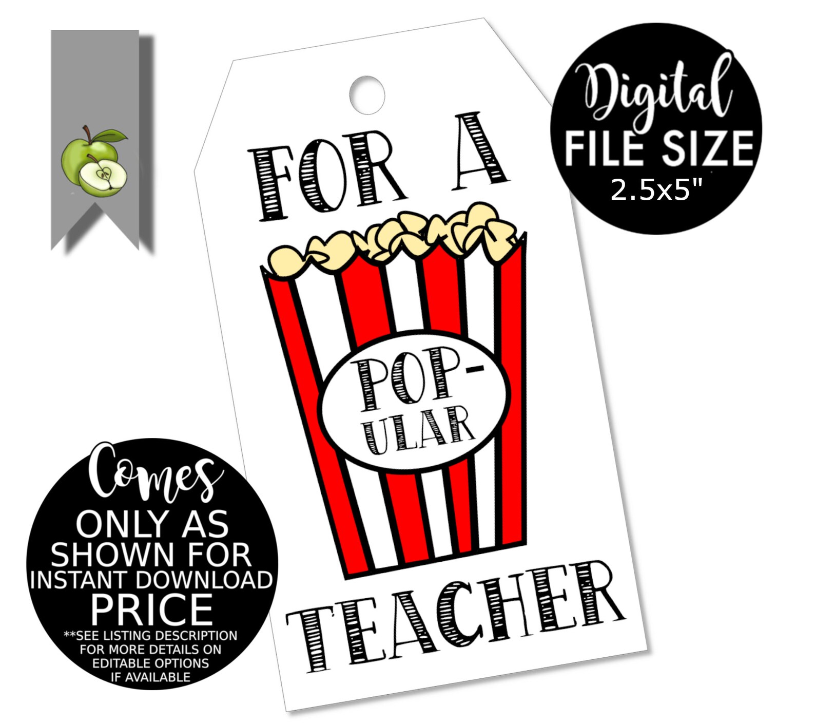 Teacher Popcorn Tag Popcorn Gift Tags Teacher Gift End of Etsy