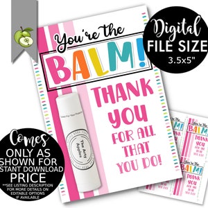 You're the balm gift tags, teacher gift tag, mother's day gift tags, lipstick, printable, lip balm tags happy birthday, INSTANT DOWNLOAD