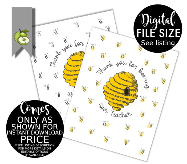 Bumble Bee Teacher Appreciation Gift Bumble Bee Printable - Etsy