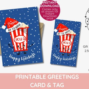 VENTE poppin by pour vous souhaiter de joyeuses fêtes étiquette-cadeau de Noël, carte de pop-corn, journée portes ouvertes, visite en voiture, film, amis enseignants, personnel Imprimable