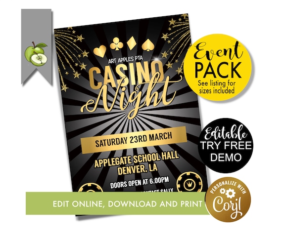 EDITABLE Casino Night Template Games Night Casino Theme - Etsy