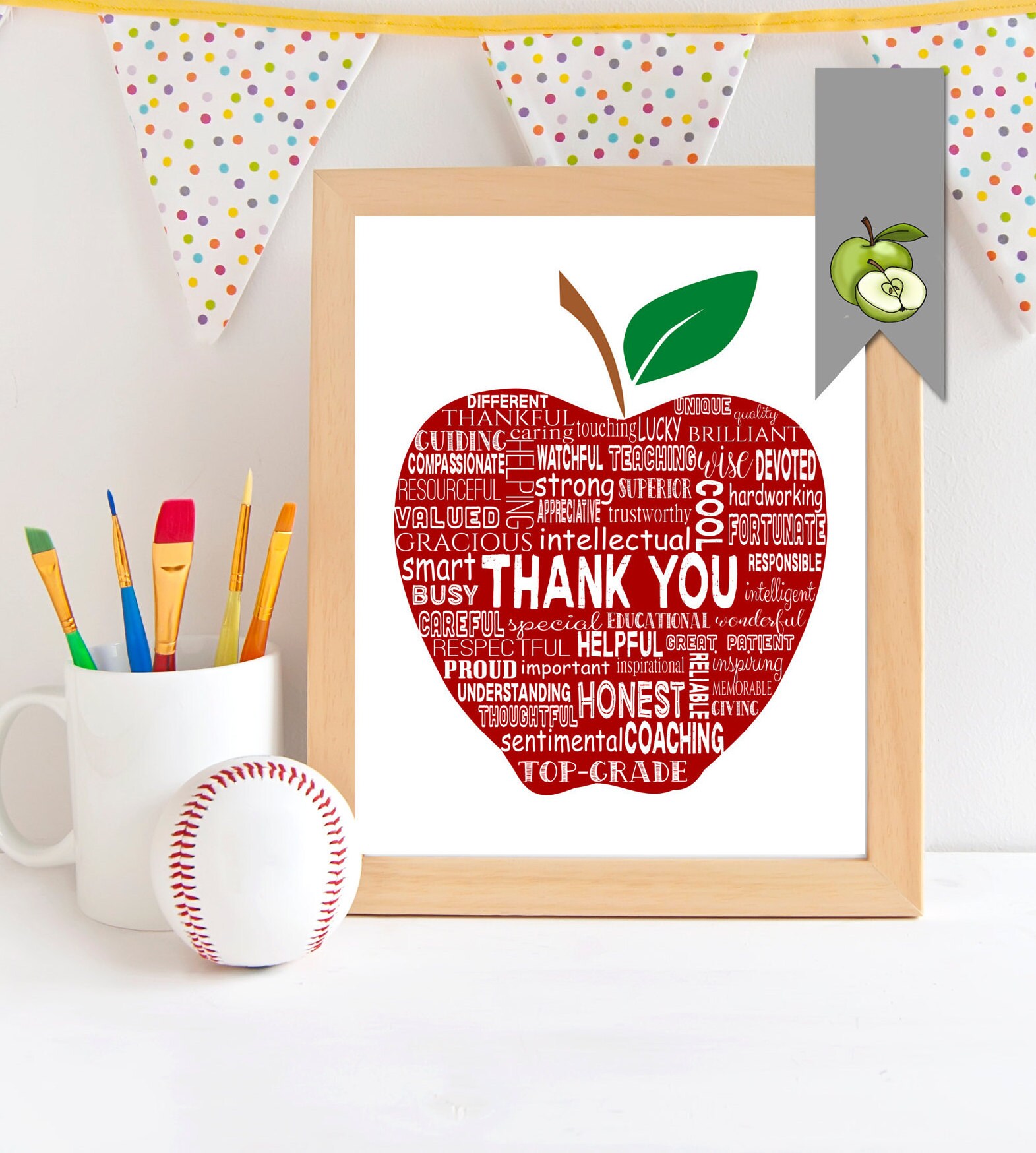 Teacher Appreciation Gift word art apple Thank you apple Etsy