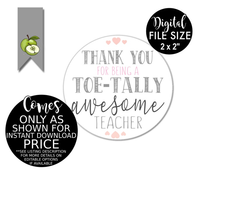 Thank You for Being a Toe-tally Awesome Teacher Teacher - Etsy