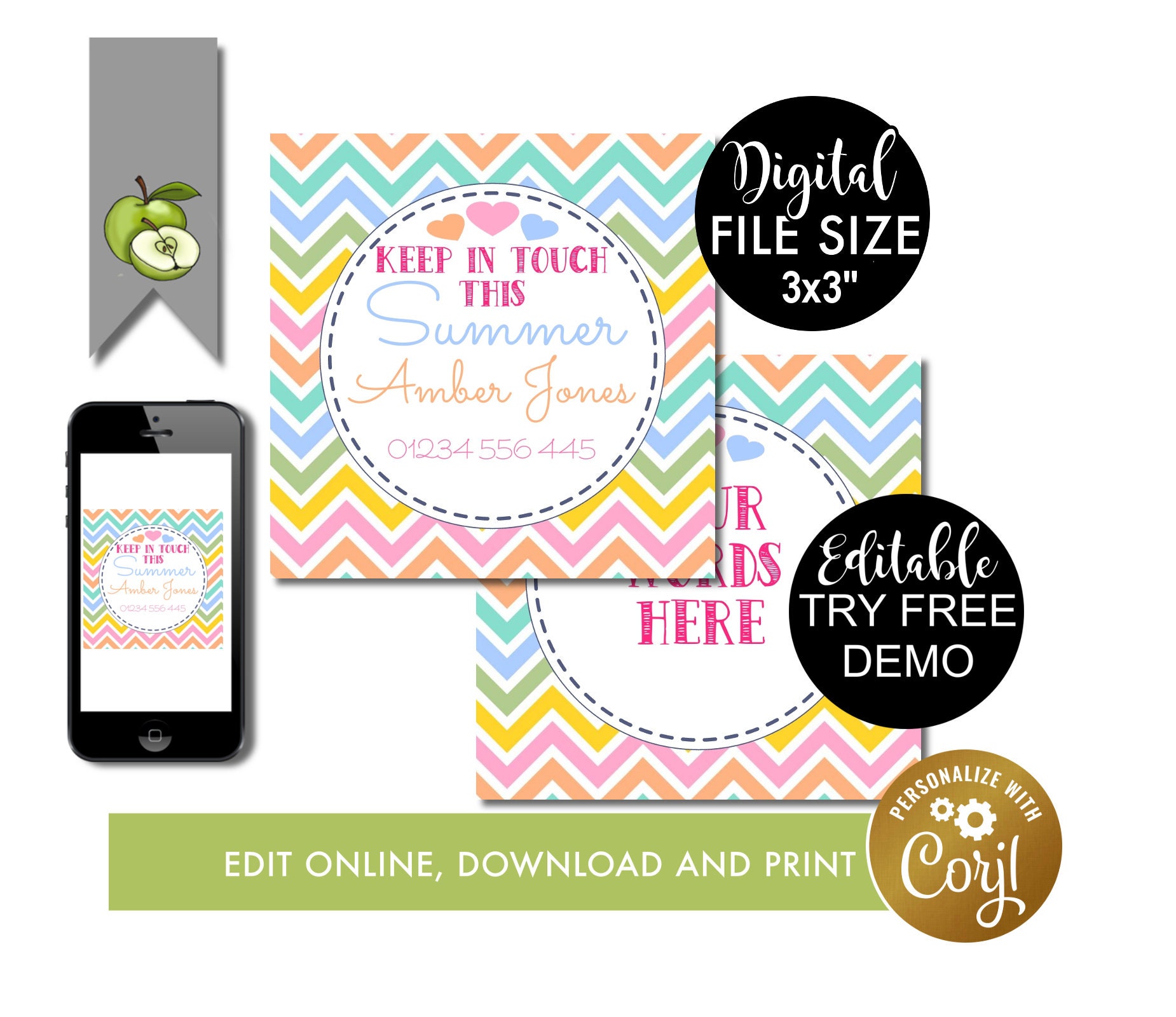 Editable Keep in Touch Card Summer Calling Mom Contact Card - Etsy Ireland