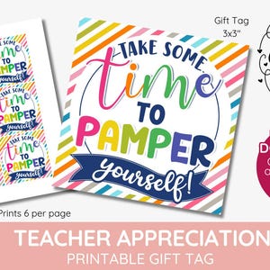 Verwöhnen Sie sich Danke Geschenkanhänger, Spa yourself Geschenkanhänger, Lehrer Wertschätzung, Dankeschön Anhänger, Chevron Geschenkanhänger, Verwöhnkorb, printable.