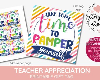 Etiqueta de regalo para agradecer a los profesores, "Date un capricho" (descarga digital)