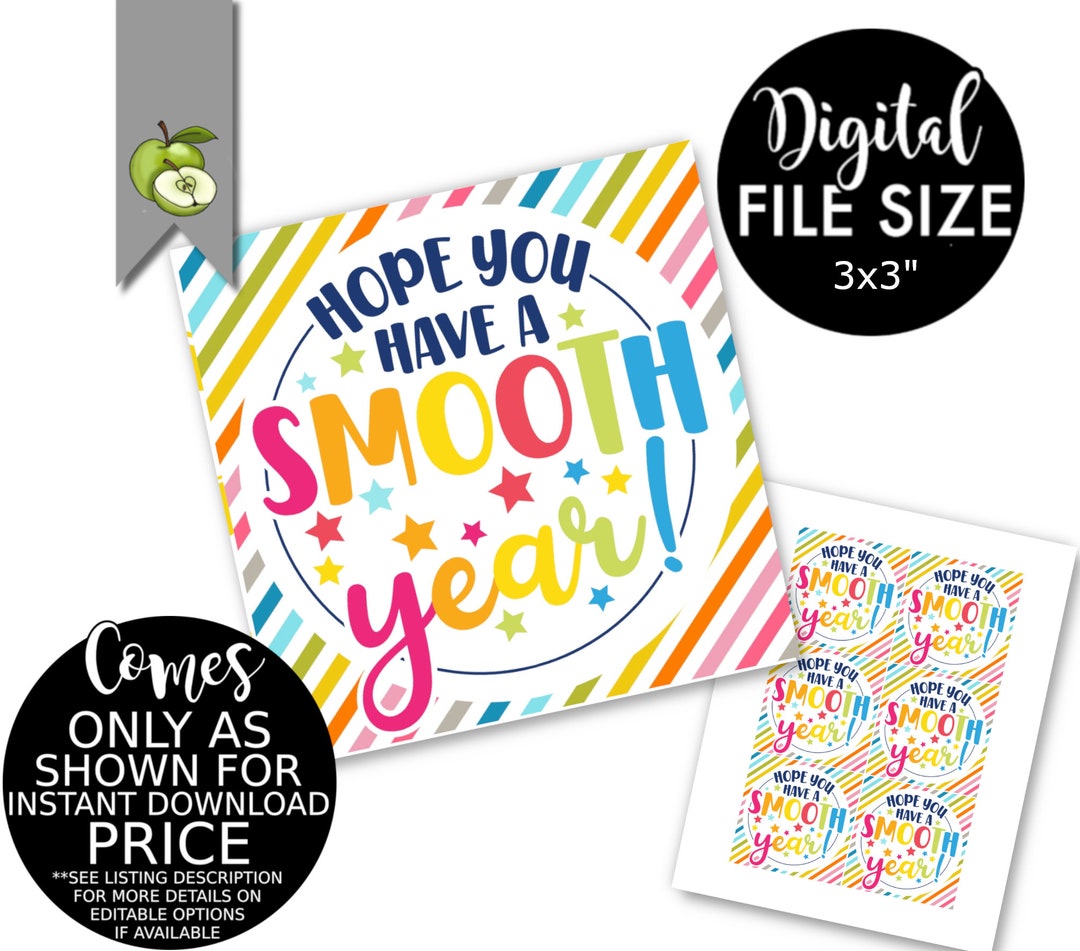Hope You Have a Smooth Year Printable Gift Tag Smoothie, Hand Cream ...