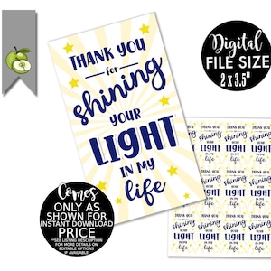 Thank you for shining your light in my life bible teacher gift tag, favor tag, you are light of the world printable, instant download image 6