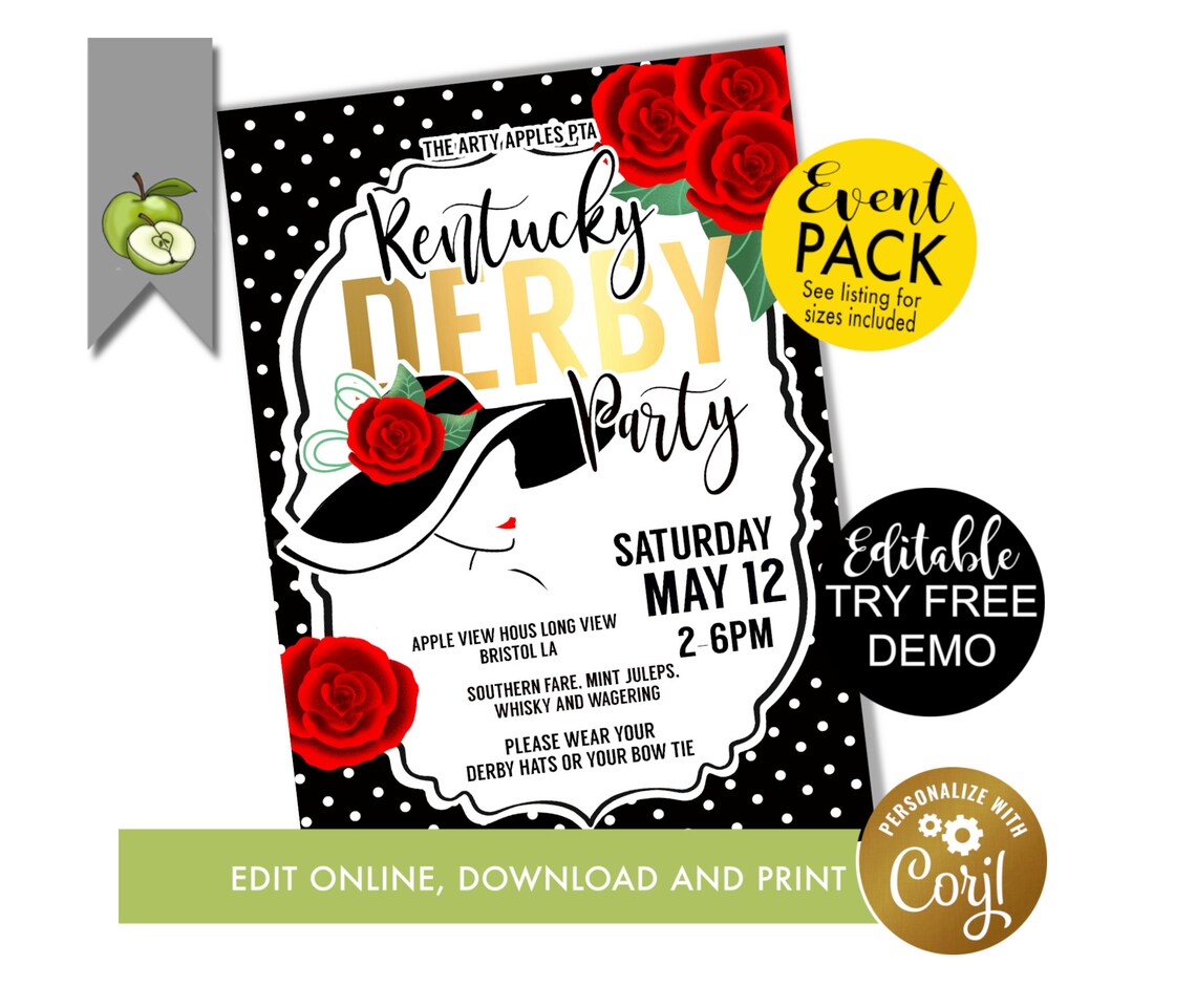 Editable Kentucky Derby Day Party Flyer Editable Derby Event - Etsy