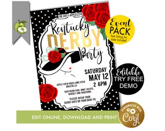 Kentucky Derby Party Welcome Sign Template, Derby Bridal Shower