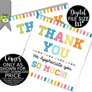 Thank You Gift Tags Teacher Staff Employee Nurse Volunteer admin professional appreciation Week, we appreciation you team favor Printable