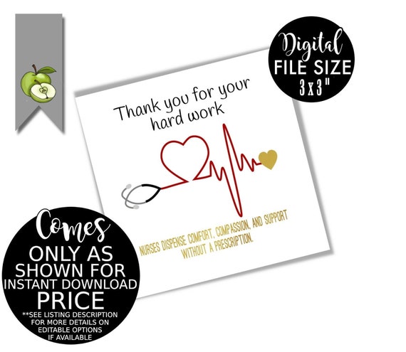 Nurse Appreciation Week Nurse Gift Tag Nurse Printable Etsy