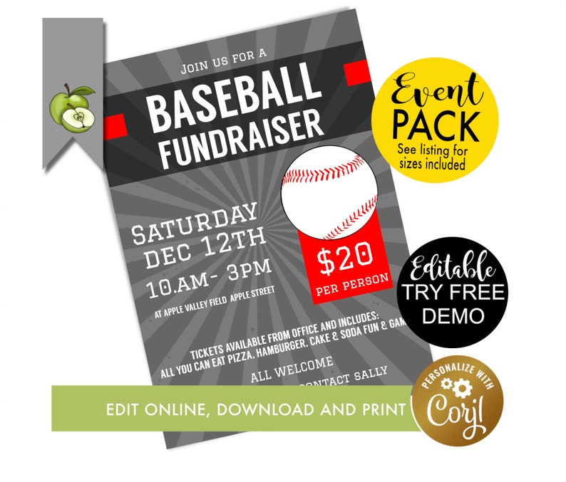 Baseball Fundraiser Flyer Baseball Tournament Fundraiser - Etsy
