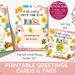 Conjunto de tarjetas y etiquetas de regalo imprimibles "A Little Something Just for You" (Descarga instantánea) Regalo de agradecimiento para profesores