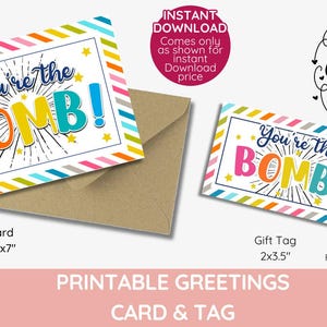Etiqueta de presente colorida para bomba de banho, Cartão de agradecimento ao professor, bomba de banho, DOWNLOAD INSTANTÂNEO Professor, Obrigado, Imprimível, bomba de banho feita em casa,
