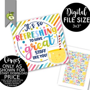 staff refreshing gift tags, lemonade teacher cup gift tag, mug gift tag, printable gift tag, lemon, drink, end of year tag, instant download