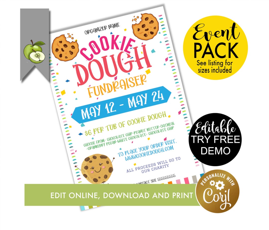 Editable Cookie Dough Template, Cookie Theme Event Poster Digital ...