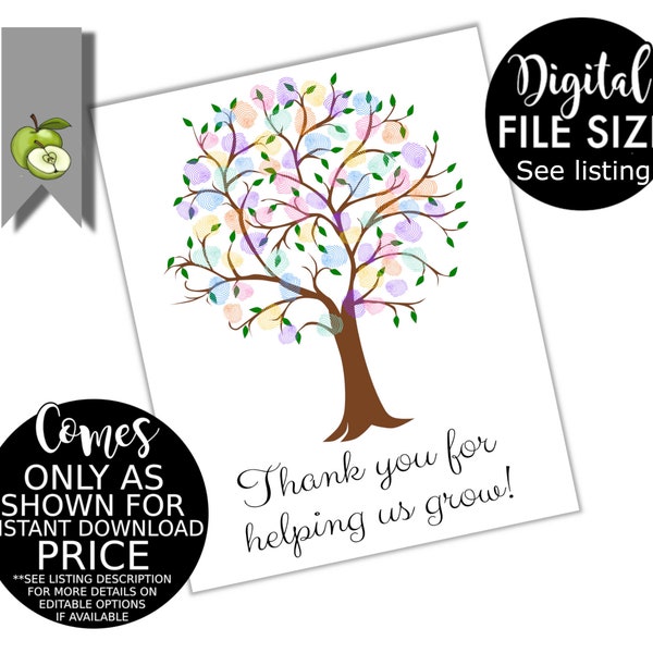 Teacher Appreciation week Gift: Retirement custom Fingerprint Tree, Thank you for helping us grow, class Tree printable family, christmas