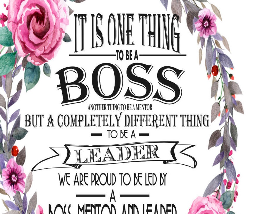 Boss Appreciation Day Boss Week Boss Poster Gift Floral Etsy UK