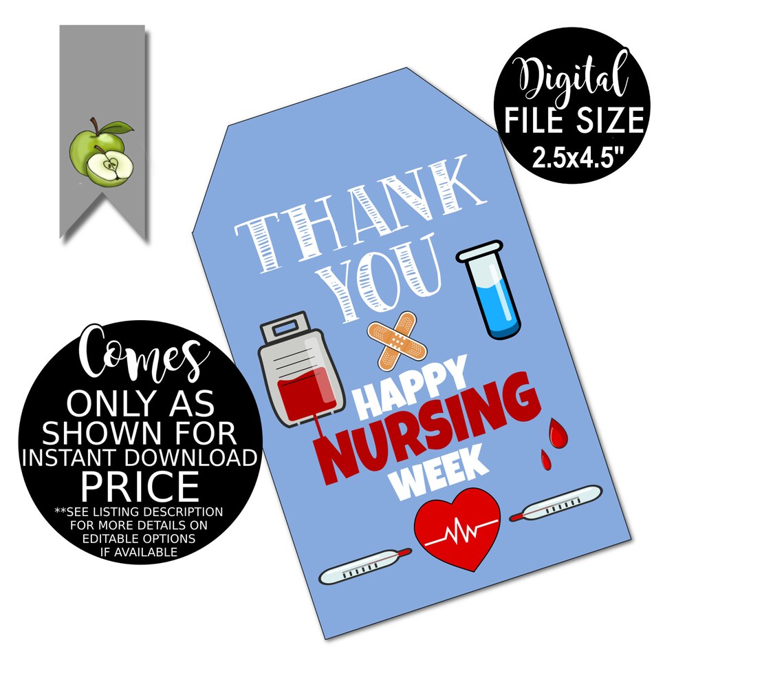 Nurse Appreciation Week Nurse Gift Tag Nurse Printable Etsy