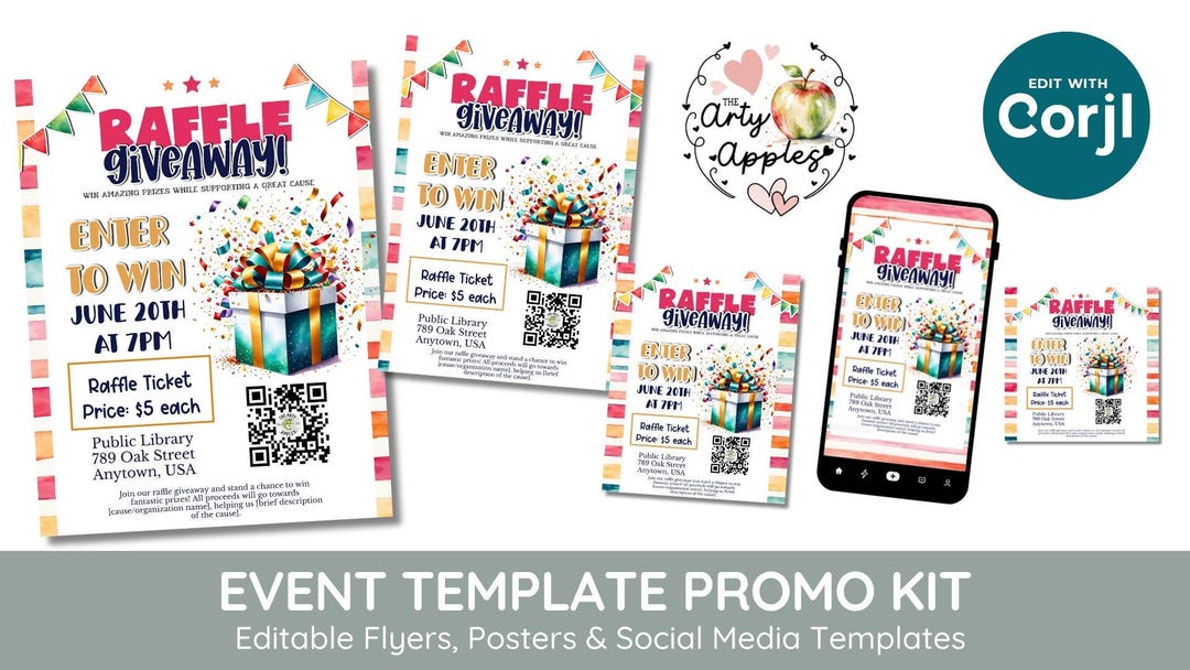 Editable Raffle Giveaway, Prize Giveaway, Fundraiser, Raffle Tickets on ...