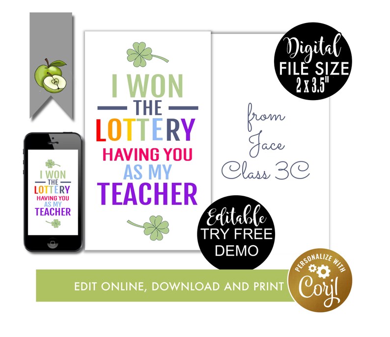 new year new year student won the lottery editable school gift tags Printable back to school lotto St Patrick/'s I won the lottery