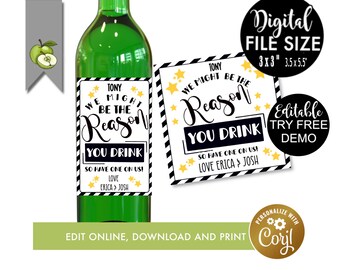 EDITABLE wine bottle label for boss, we might be the reason you drink, Boss day, employer, Christmas, Birthday, Coworker, Wine Label, Staff