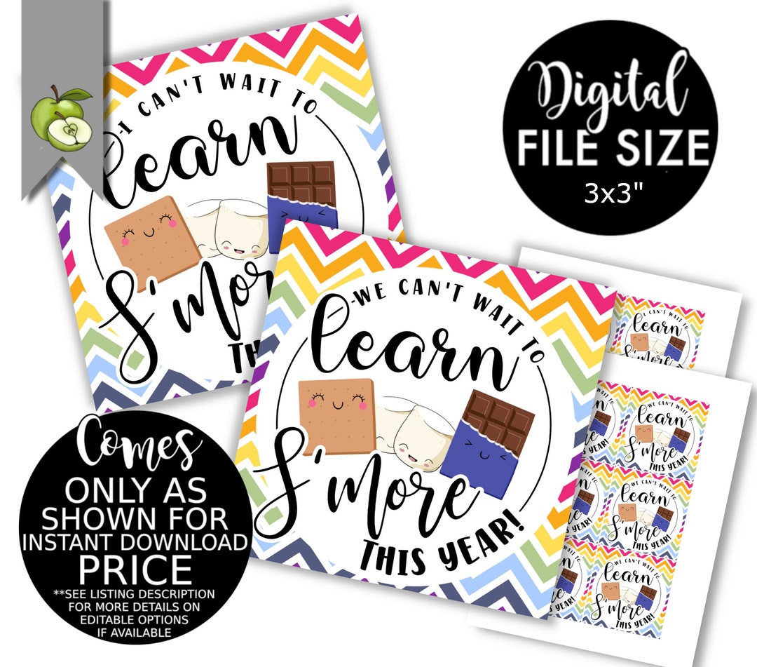 I Cant Wait To Learn Smore This Year Gift Tag Appreciation Etsy