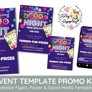 Volantino modificabile per la serata del bingo, invito per raccolta fondi, download digitale, 8x10 e 5x7, volantino PTA PTO stampabile, raccolta fondi per la comunità di eventi della chiesa