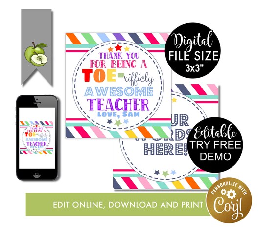 Editable Thank You for Being a Toe-tally Awesome Teacher Nail | Etsy