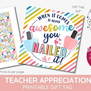 Nailed it Geschenkanhänger, super Freund, Kollege, Mitarbeiter Maniküre Geschenkanhänger, Pediküre Geschenkanhänger, Spa Geschenk, Nagellack, Nagellack Printable