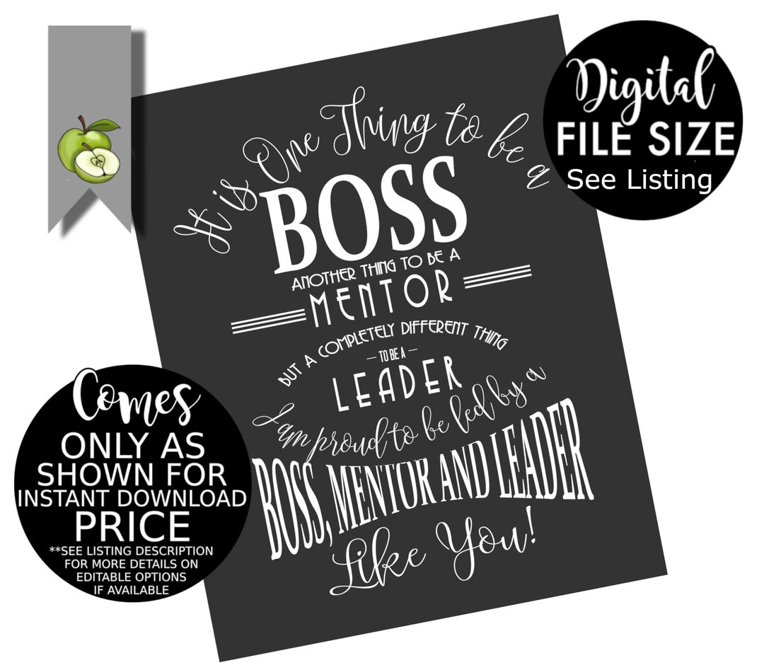 Boss Mentor and Leader Appreciation Day Week Boss Week Card Etsy