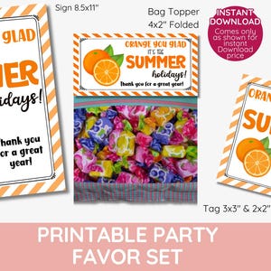 summer HOLIDAY Teacher gift tags, orange you glad its the summer fruit sign, end of year fruit buffet tag, Thank you picnic sign, Printable,