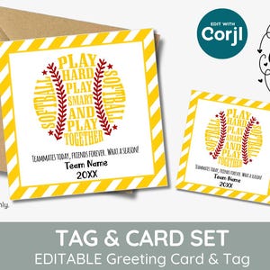 Personalized Softball Coach Gift Tag - Customizable Appreciation Label for School Team, Play Smart & Together team appreciation, School team