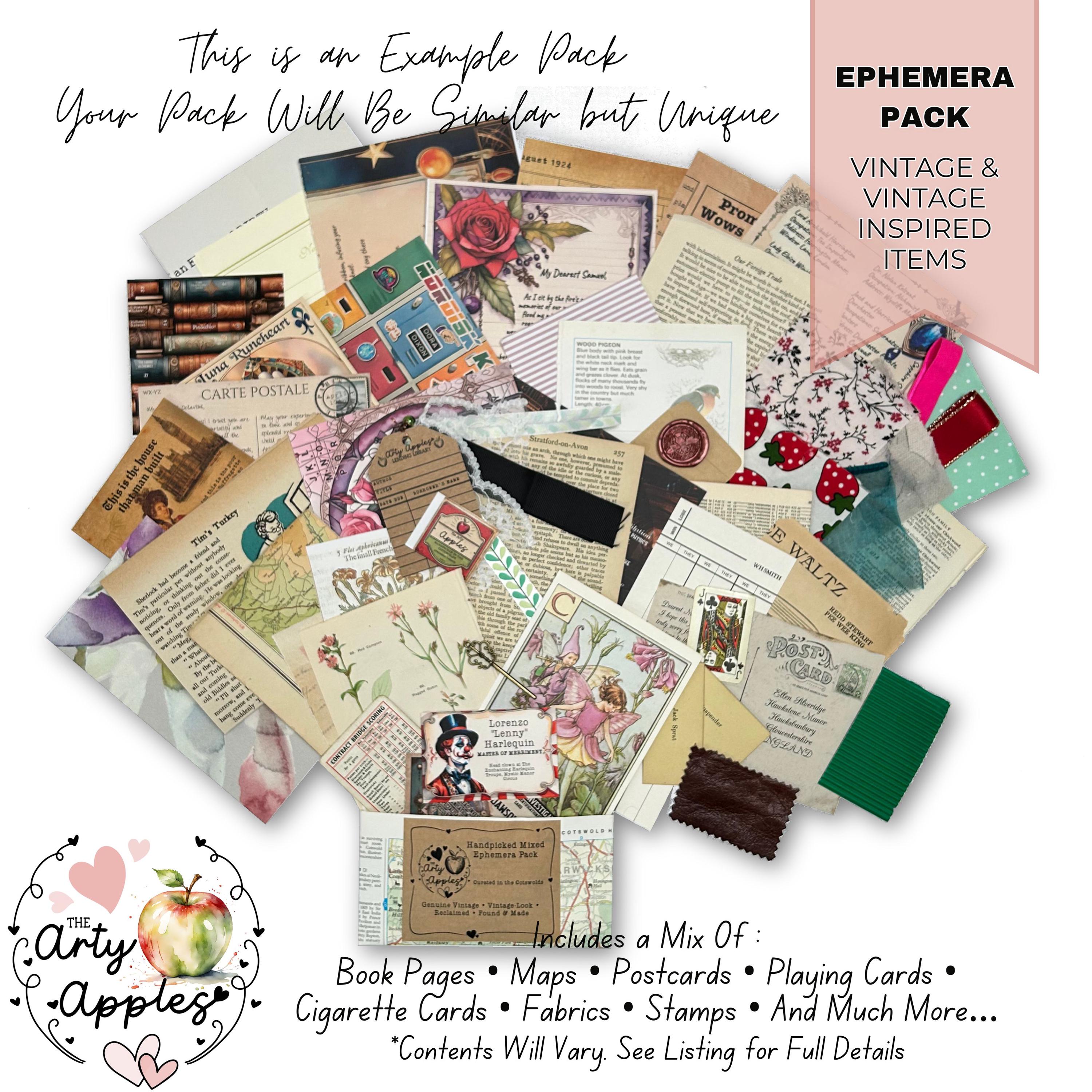 50 Piece Junk Journal Ephemera Mystery Pack – Vintage Book Pages ...