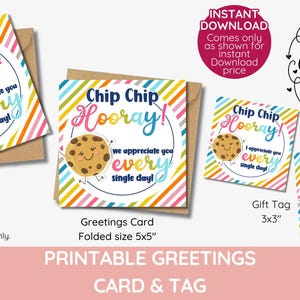Chip Chip Hooray Glückwunsch Abschluss Klasse Lehrer gut gemacht Geschenkanhänger und Karte, druckbarer Keks für Freunde, Feier, Tests, Prüfungen