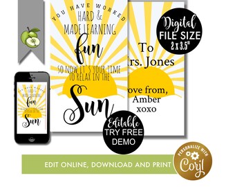 Worked Hard & Made Learning Fun Gift Tags Summer Sun Beach | Etsy
