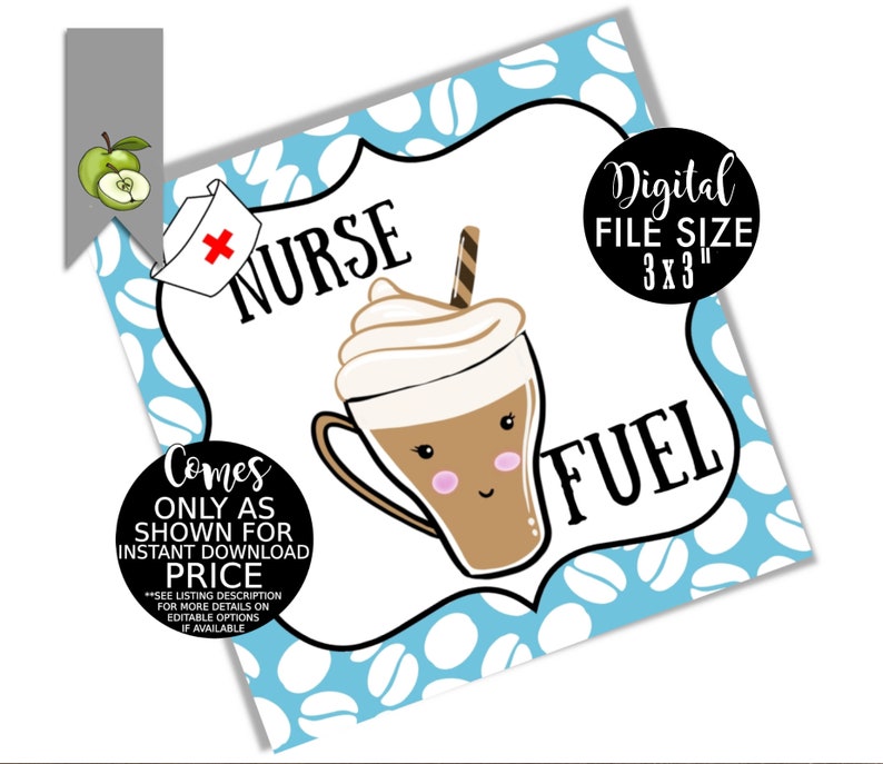 Printable Coffee tags coffee gift nurse fuel gift tags Nurse fuel coffee gift tag latte gift tag Nurse appreciation tag teacher