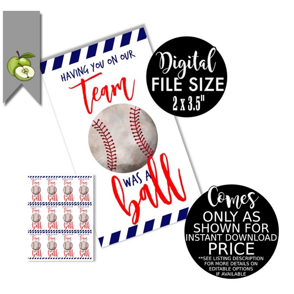 Baseball gift tags, sport gift tag, tee ball, softball, baseball, end of season party, last game, team gift,  INSTANT DOWNLOAD. ST1, BB1