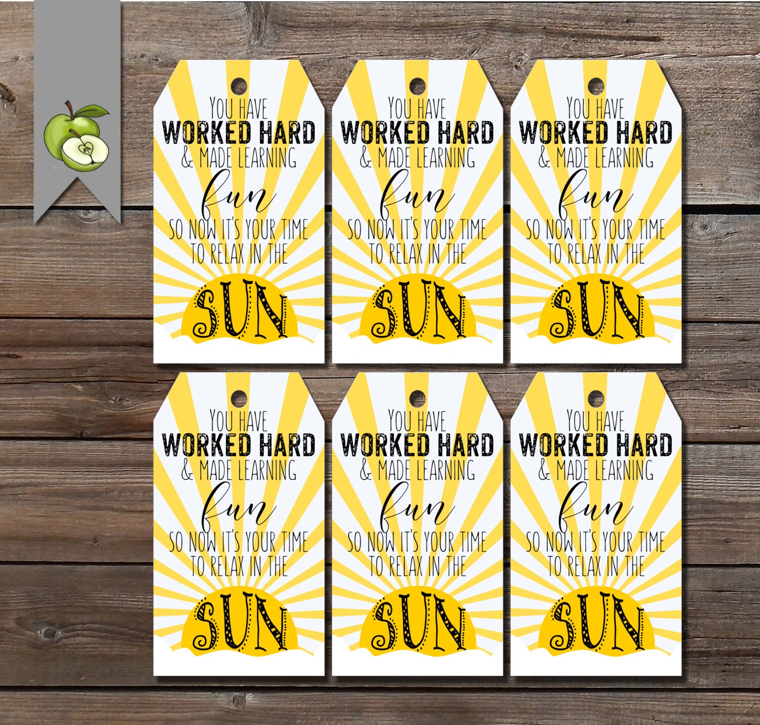 Worked hard & made learning fun gift tags summer sun beach | Etsy