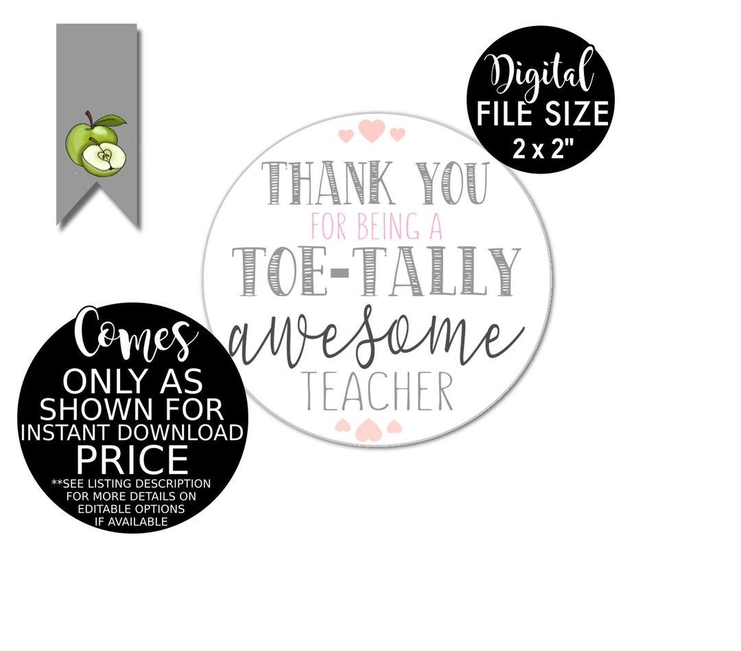 Thank You for Being a Toe-tally Awesome Teacher Teacher - Etsy