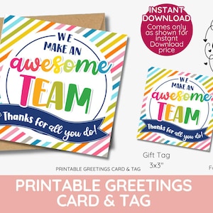 Team Mitarbeiter Wertschätzung Geschenkanhänger, wir machen ein tolles Team, Danke Personal Gunstanhänger, Printable, INSTANT DOWNLOAD, tolle Teamarbeit PTO pat