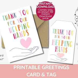 Bedankt voor je helpende handen, waardering van de vrijwilligers, dankbaarheidscadeaukaartje en -kaart, bedankt, collega, zoötakt, PTA, afdrukbaar DOWNLOAD