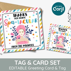 Spa-tacular Lehrer, bearbeitbarer Spa Tag Geschenkanhänger und Karte, Abschiedsgeschenk, Schuljahresende, druckbare Lehrer Geschenkkarte, Schüler Karte