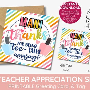 Mani danke dafür, dass du es total toll findest, Geschenkanhänger für Lehrer, Maniküre und Pediküre, Download
