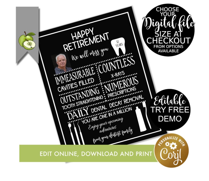 Editable Dentist Retirement Gift Dental Printable Leaving Etsy